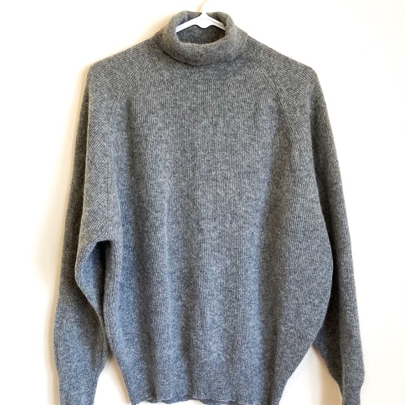 The Limited Gray Soft Cozy Lambswool Angora Rabbit Hair Turtleneck Sweater Sz L - Picture 7 of 7